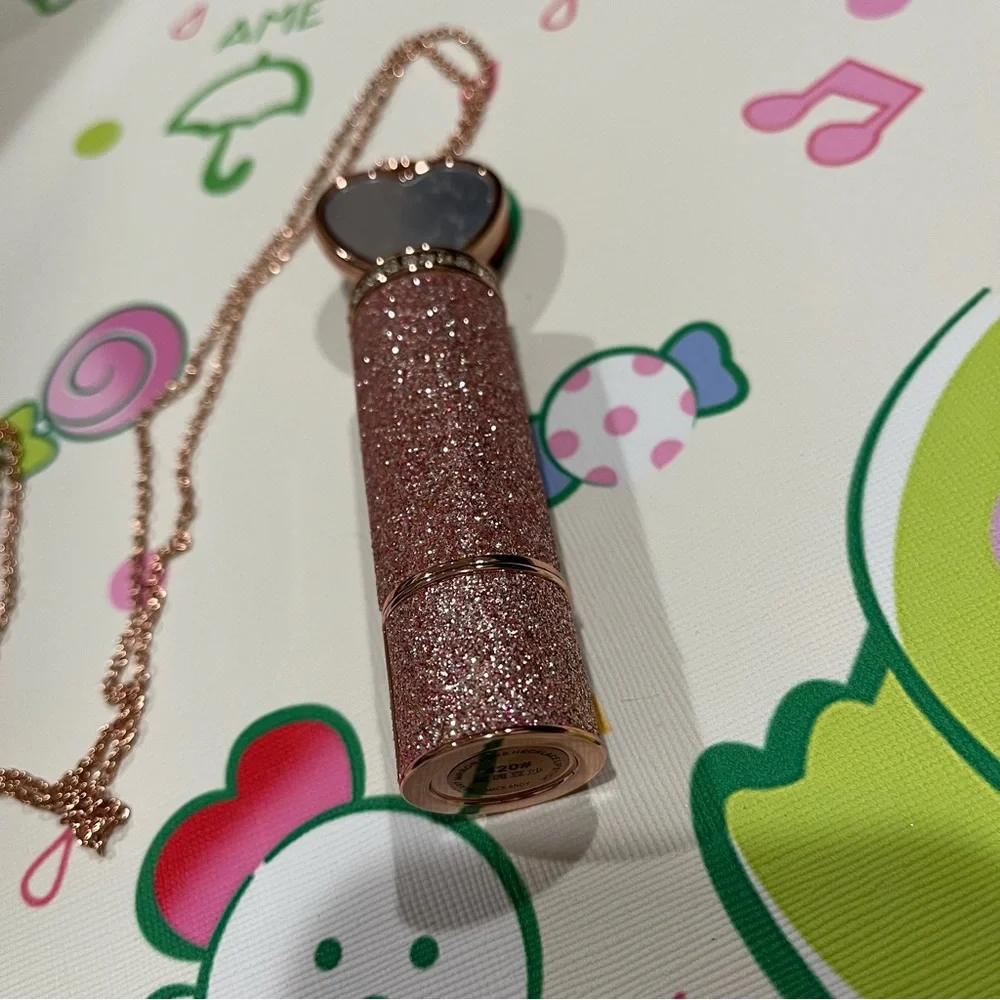 Red Lipstick in a Glittery Pink Tube with a Mirror Heart on Top - NIB - Picture 11 of 16